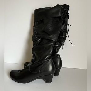 Eric Michael Web Shoe Makers Black Leather Slouch Boots